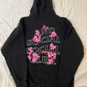 Anti Social Social Club Black Hoodie with Pink Accents